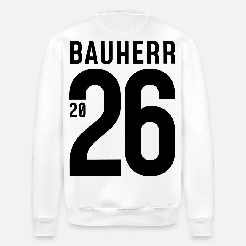 Bauherr 2026 - große Zahl - Stanley/Stella Unisex Bio-Sweatshirt ROLLER - Weiß