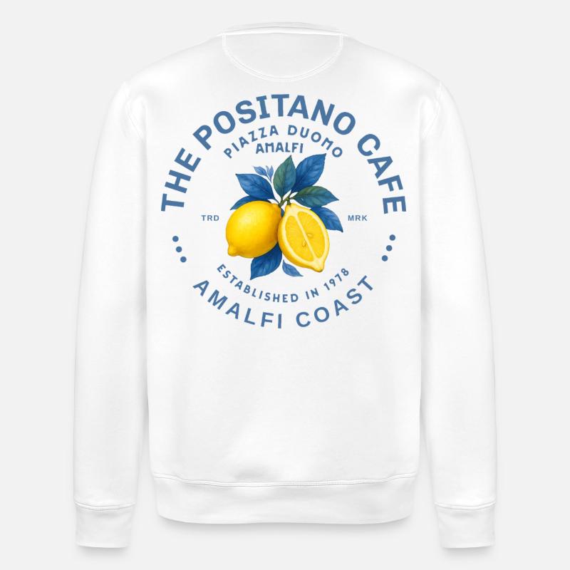 Amalfi coast Citron et Feuilles Vibrantes - Sweat bio ROLLER Stanley/Stella Unisexe - blanc