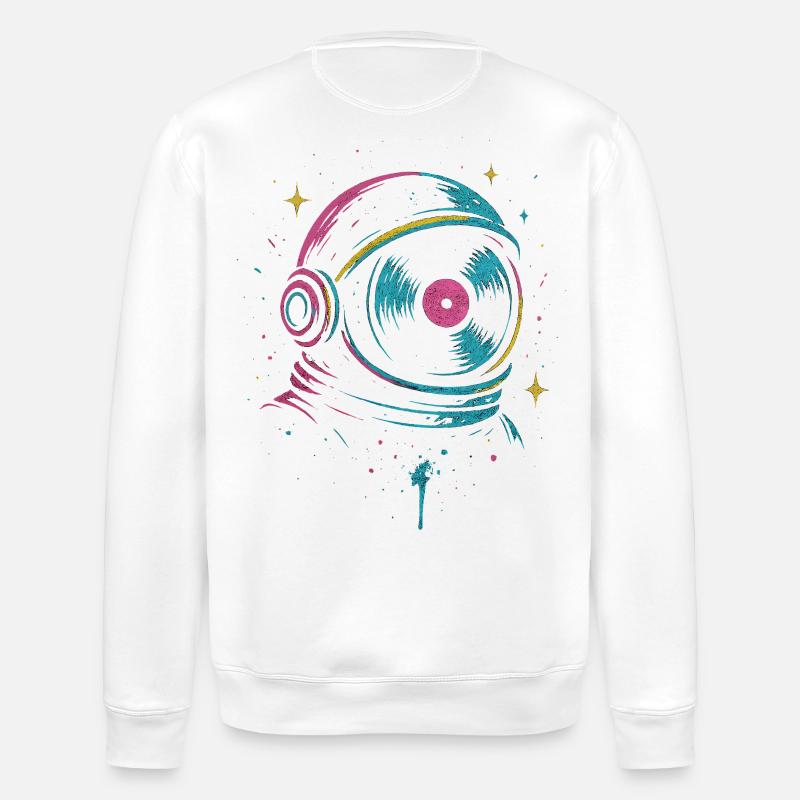 Space Vinyl Astronaut, son Cosmic DJ - Sweat bio ROLLER Stanley/Stella Unisexe - blanc