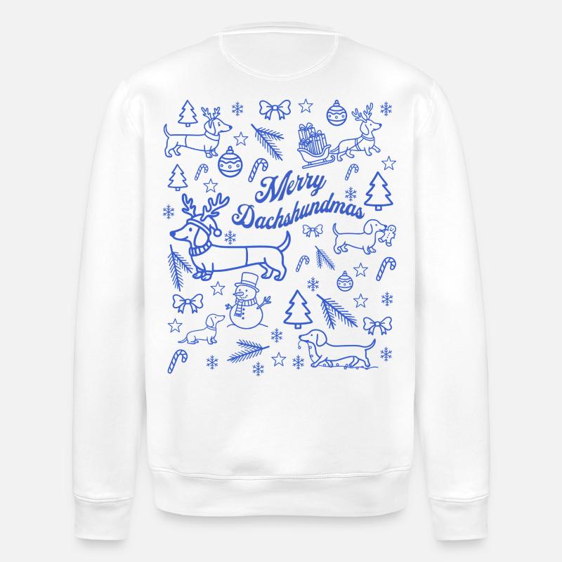 Dachshund Christmas Fun Pattern - Stanley/Stella ROLLER Unisex Organic Sweatshirt - white