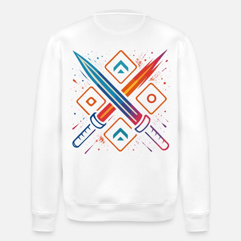 Gaming Schwerter Neon - Stanley/Stella Unisex Bio-Sweatshirt ROLLER - Weiß