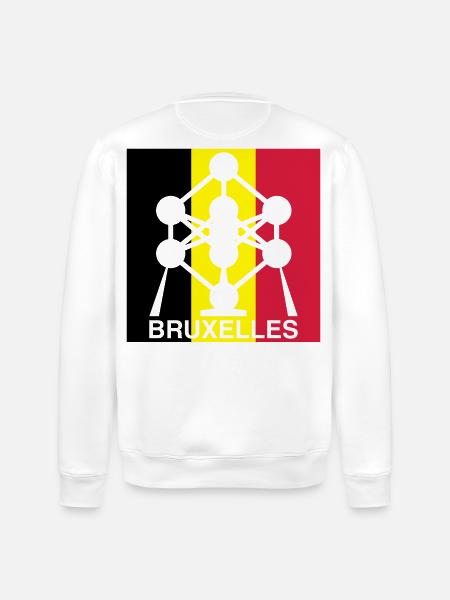 Atomium Brussels – Belgian Flag Square Design - Stanley/Stella ROLLER Unisex Organic Sweatshirt - white