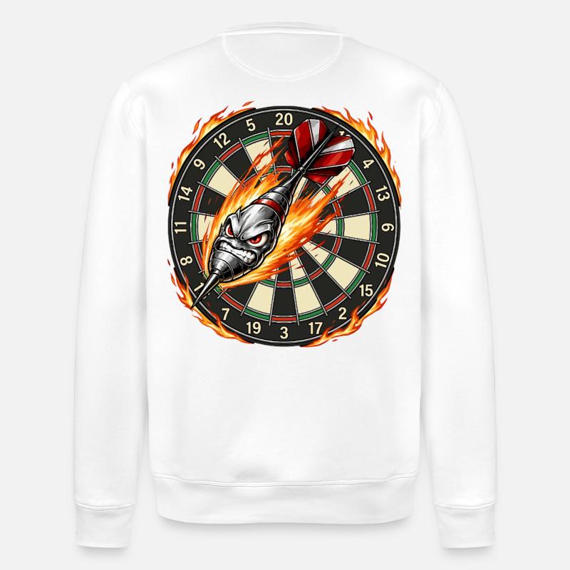 Flammenpfeil trifft Dartboard - Stanley/Stella Unisex Bio-Sweatshirt ROLLER - Weiß