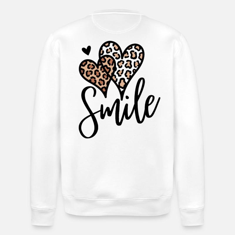 Leopard Herzen Smile Schrift - Stanley/Stella Unisex Bio-Sweatshirt ROLLER - Weiß