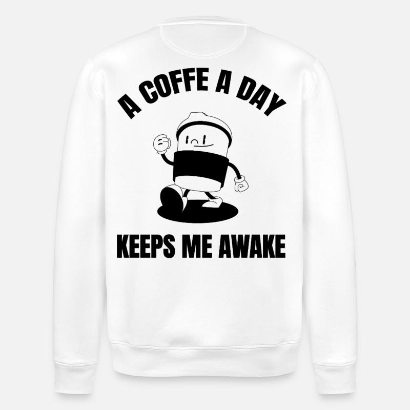 A coffee a day - Stanley/Stella Unisex Bio-Sweatshirt ROLLER - Weiß