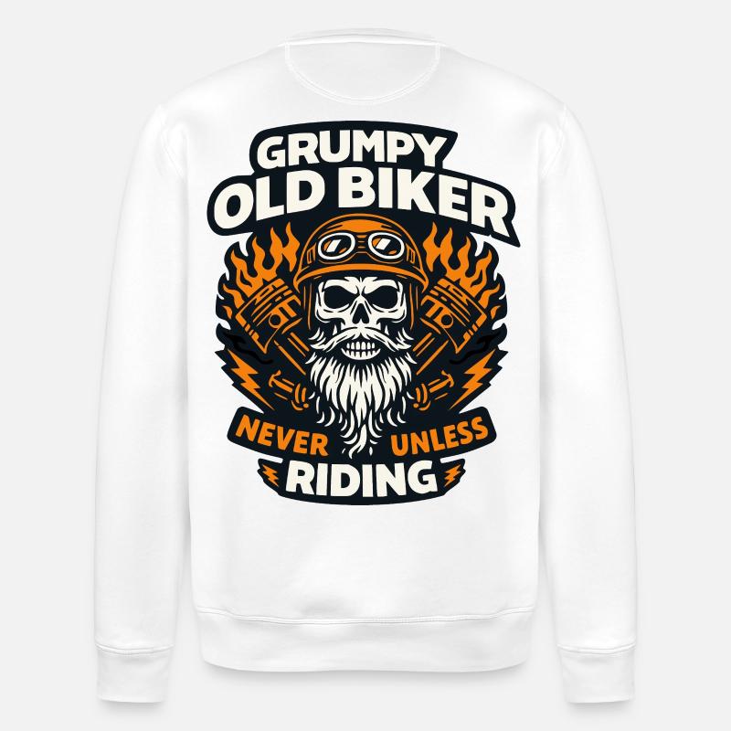 Grumpy old biker - Stanley/Stella ROLLER Unisex Organic Sweatshirt - white