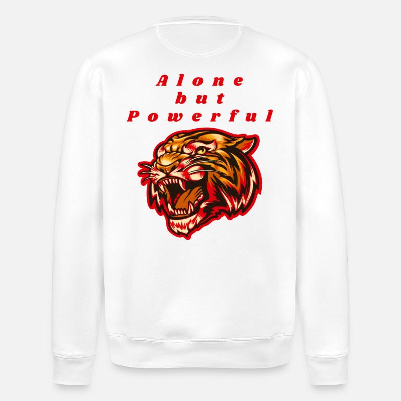 Sigura Design Mächtiger Tiger - Stanley/Stella Unisex Bio-Sweatshirt ROLLER - Weiß