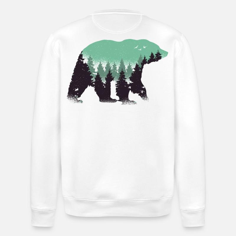 Bear Forest Nature - Stanley/Stella ROLLER Unisex Organic Sweatshirt - white