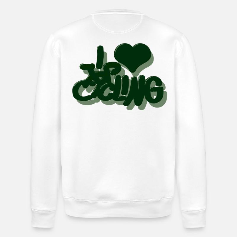 I_love_Cycling_dunkelgrun - Stanley/Stella Unisex Bio-Sweatshirt ROLLER - Weiß