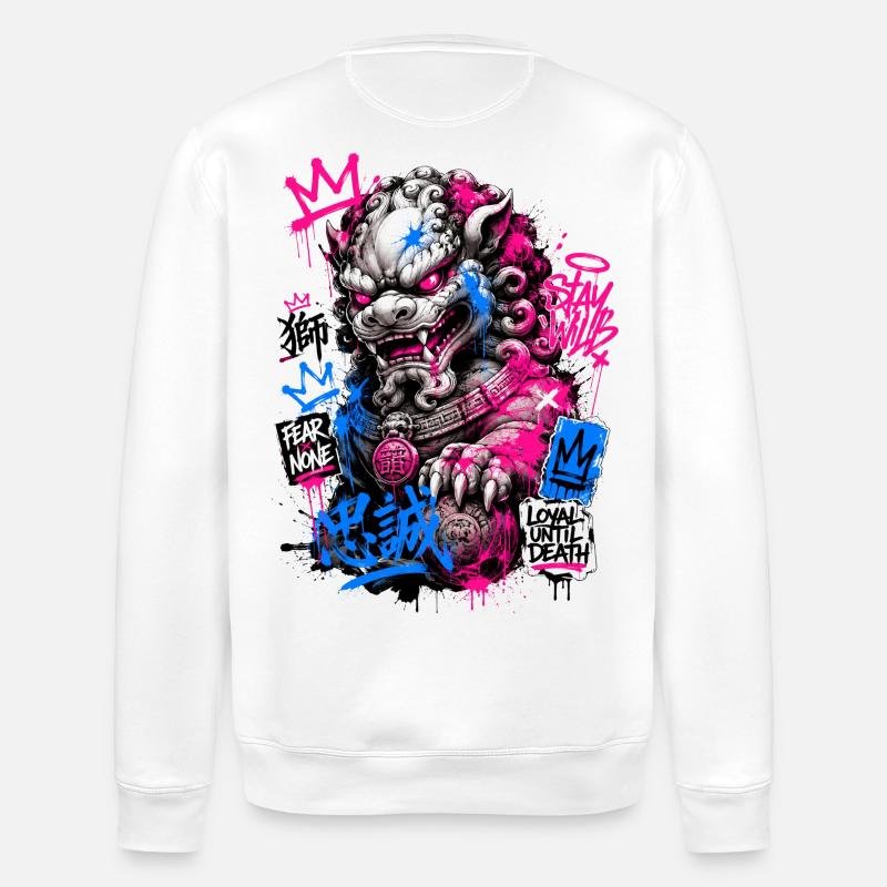 Graffiti Foo Dog Street Guardian - Stanley/Stella Unisex Bio-Sweatshirt ROLLER - Weiß