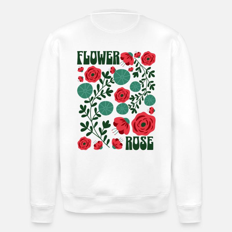 Rose fleurie - Sweat bio ROLLER Stanley/Stella Unisexe - blanc