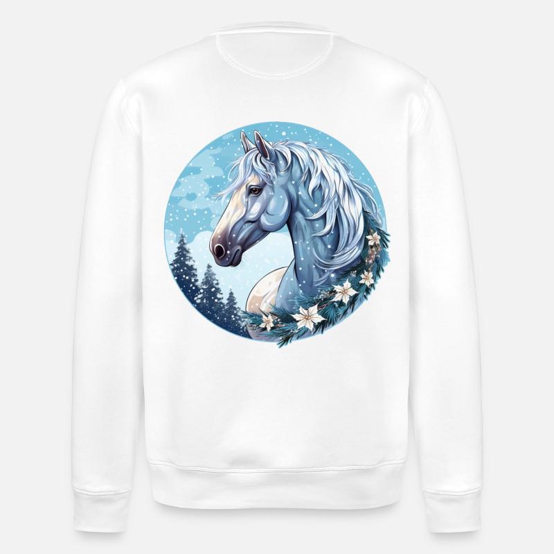 Cheval Hiver - Sweat bio ROLLER Stanley/Stella Unisexe - blanc