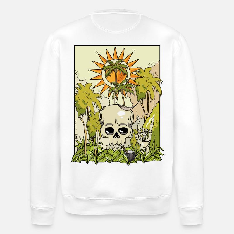 Crâne volcanique avec couronne de soleil - Sweat bio ROLLER Stanley/Stella Unisexe - blanc