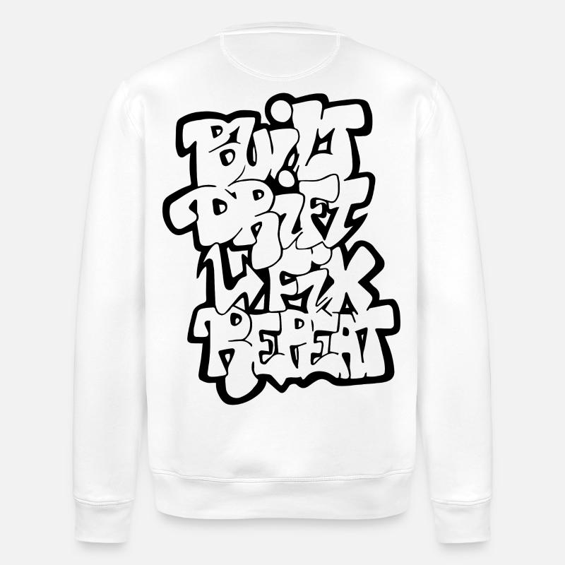 Built Drift Fix Repeat - Stanley/Stella ROLLER Unisex Organic Sweatshirt - white