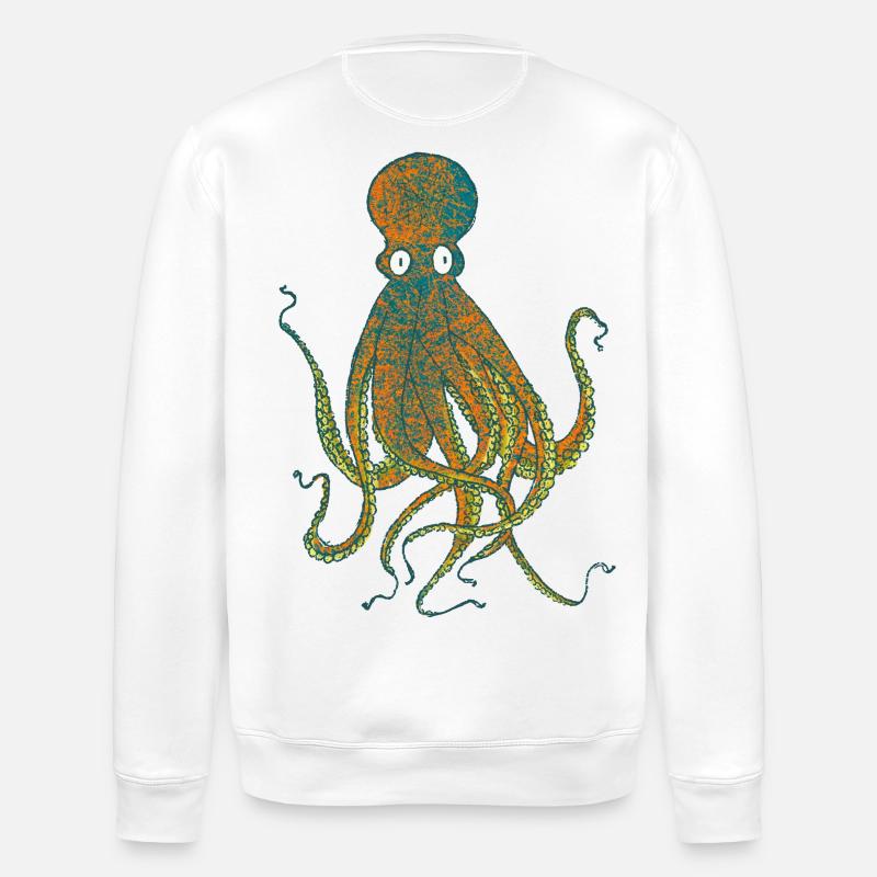 Octopus - Stanley/Stella ROLLER Unisex Organic Sweatshirt - white