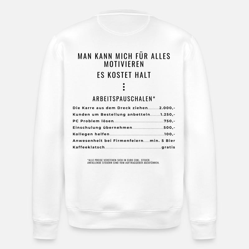 Motivation through packages Backprint - Stanley/Stella ROLLER Unisex Organic Sweatshirt - white