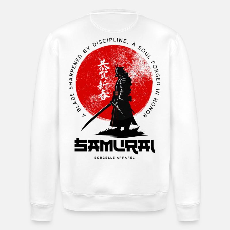 Samurai Moon Circle - Stanley/Stella ROLLER Unisex Organic Sweatshirt - white