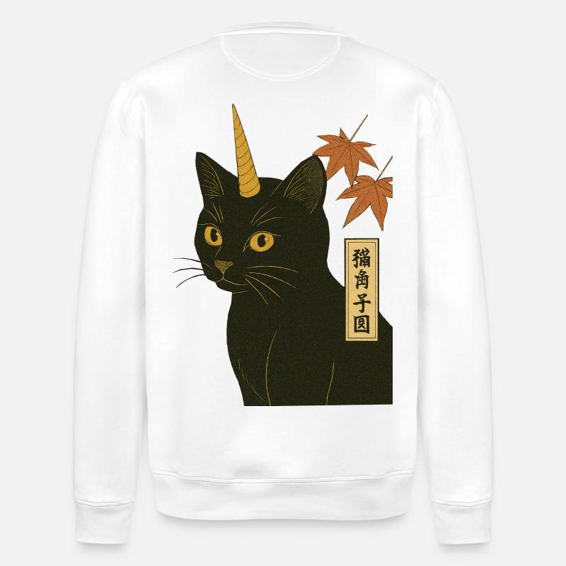 Katze-Einhorn-Druck - Stanley/Stella Unisex Bio-Sweatshirt ROLLER - Weiß