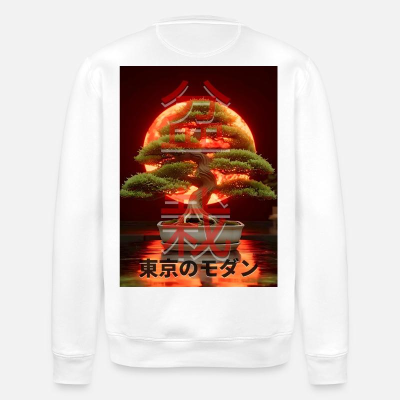 Bonsaï Red Suns Panneau d’écriture japonais - Sweat bio ROLLER Stanley/Stella Unisexe - blanc