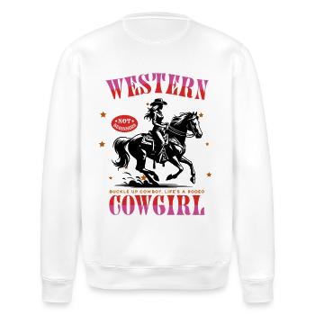 Howdy Rodeo – Not for Beginners“-Design - Stanley/Stella Unisex Bio-Sweatshirt ROLLER - Weiß - Hinten - Nik (191cm)