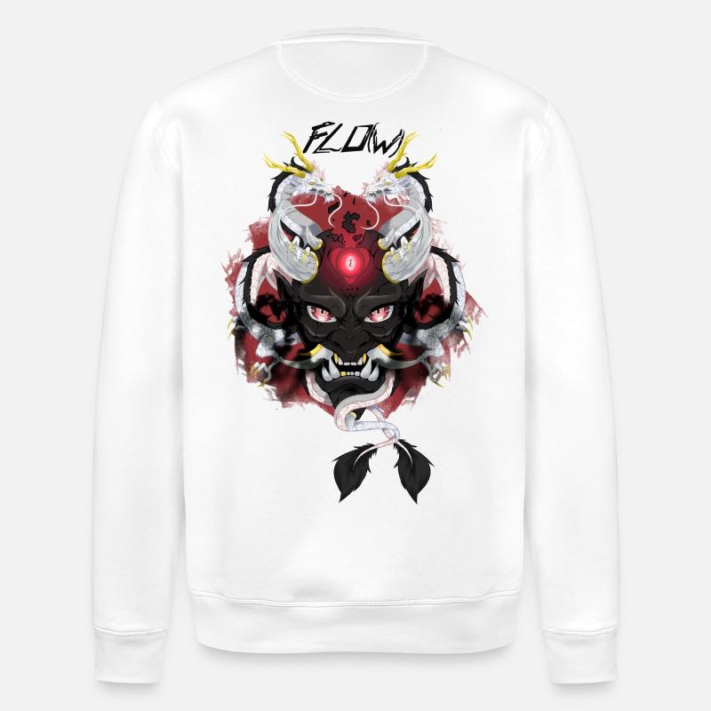 Flow's Oni Mask - Stanley/Stella Unisex Bio-Sweatshirt ROLLER - Weiß