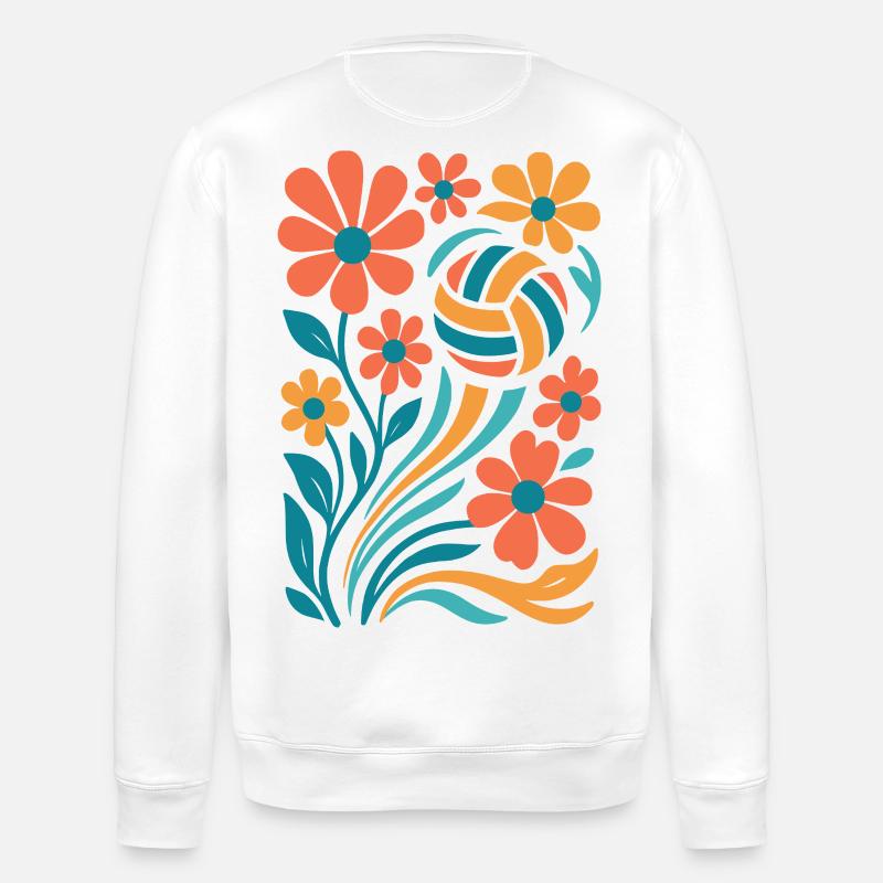 Abstrakte Blumen mit Volleyball - Stanley/Stella Unisex Bio-Sweatshirt ROLLER - Weiß