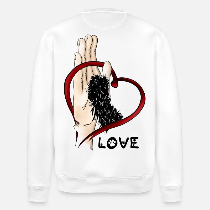 Pfotenliebe - schwarzes Pfötchen - Stanley/Stella Unisex Bio-Sweatshirt ROLLER - Weiß