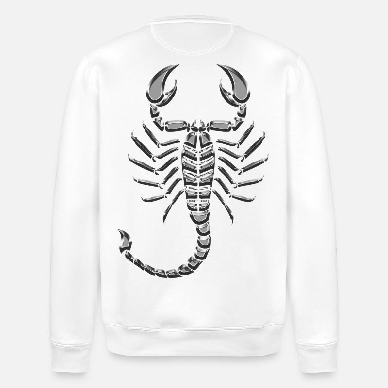 Scorpion metallic chrome - Stanley/Stella ROLLER Unisex Organic Sweatshirt - white
