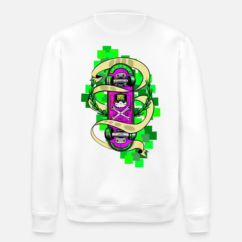 Neon Skull Skateboard Graffiti - Stanley/Stella ROLLER Unisex Organic Sweatshirt - white