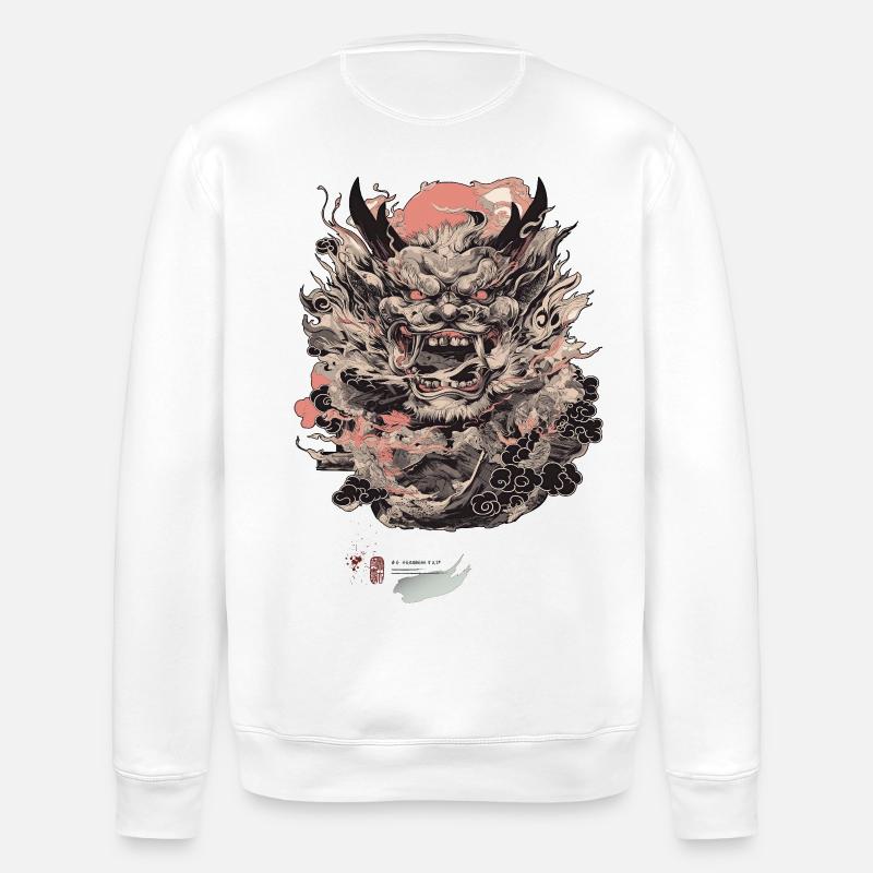 Oni Rising - Japan Maske Samurai - Stanley/Stella Unisex Bio-Sweatshirt ROLLER - Weiß