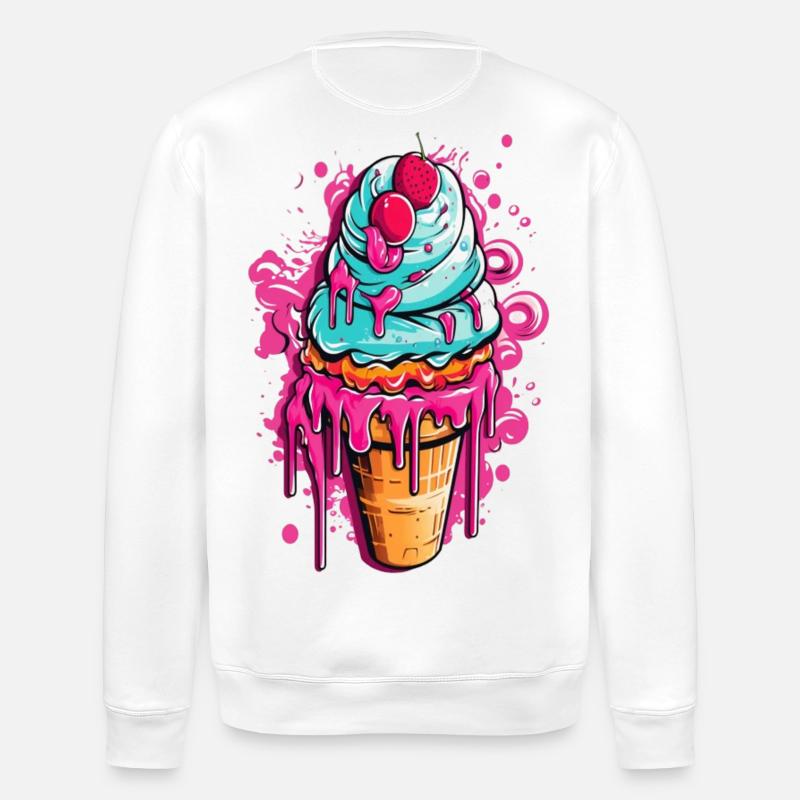 Bunte Eistorte mit Früchten - Stanley/Stella ROLLER Unisex Organic Sweatshirt - white