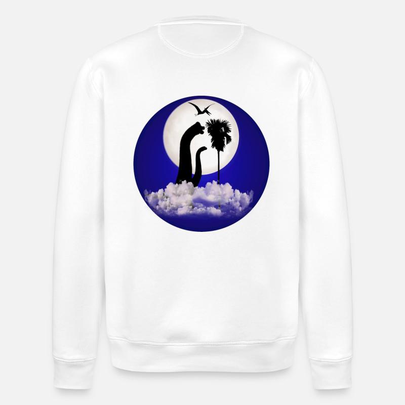 Dinosaur at Night - Stanley/Stella ROLLER Unisex Organic Sweatshirt - white