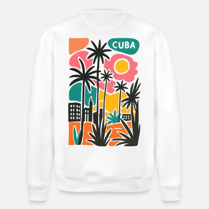 Tropischer Sonnenuntergang mit Palmen - Stanley/Stella Unisex Bio-Sweatshirt ROLLER - Weiß