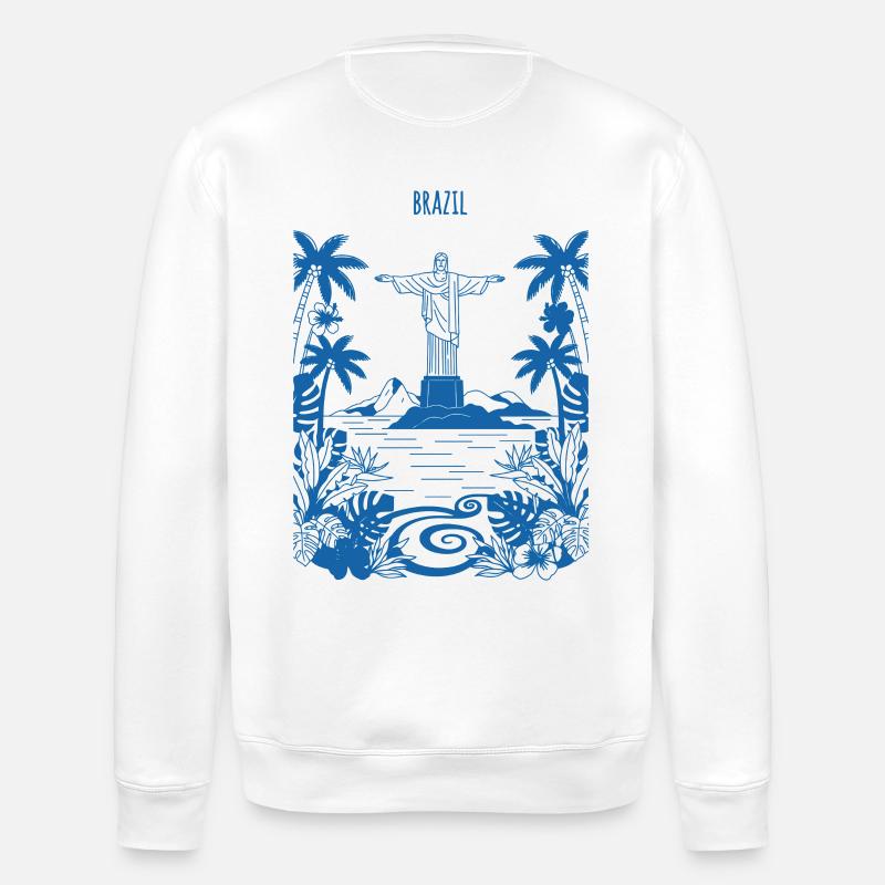 Christus Rio Tropeninsel Blau - Stanley/Stella Unisex Bio-Sweatshirt ROLLER - Weiß