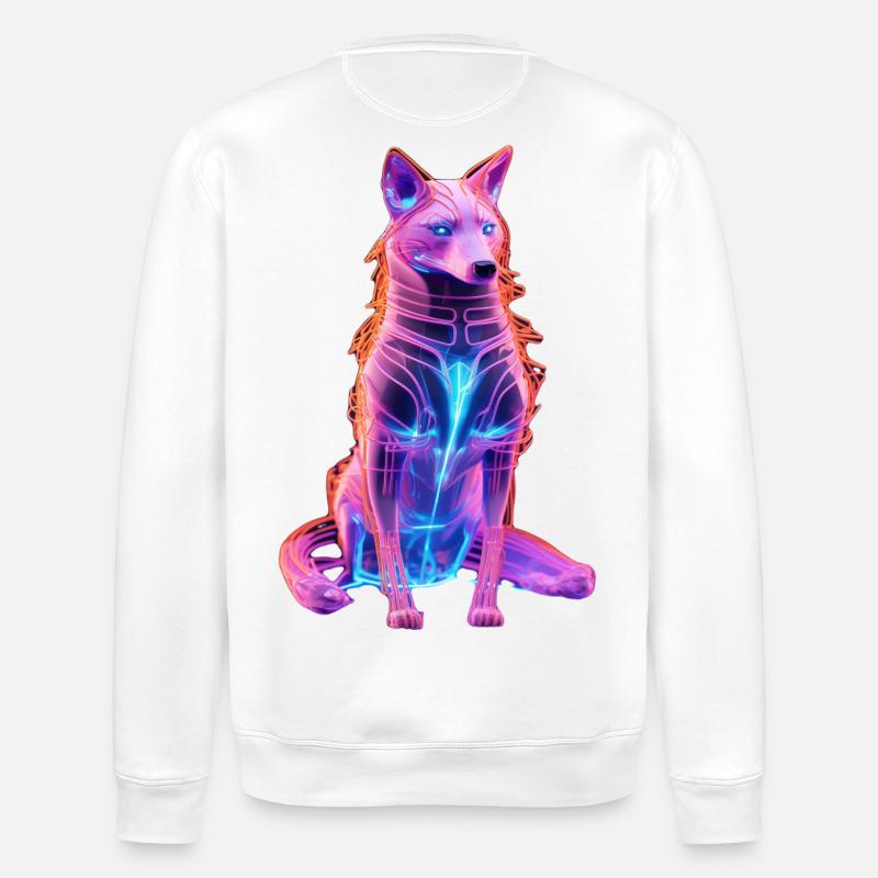 Neon Cyberwolf Kunstdesign - Stanley/Stella Unisex Bio-Sweatshirt ROLLER - Weiß