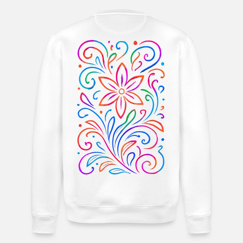 Leuchtendes florales Mandala - Stanley/Stella Unisex Bio-Sweatshirt ROLLER - Weiß
