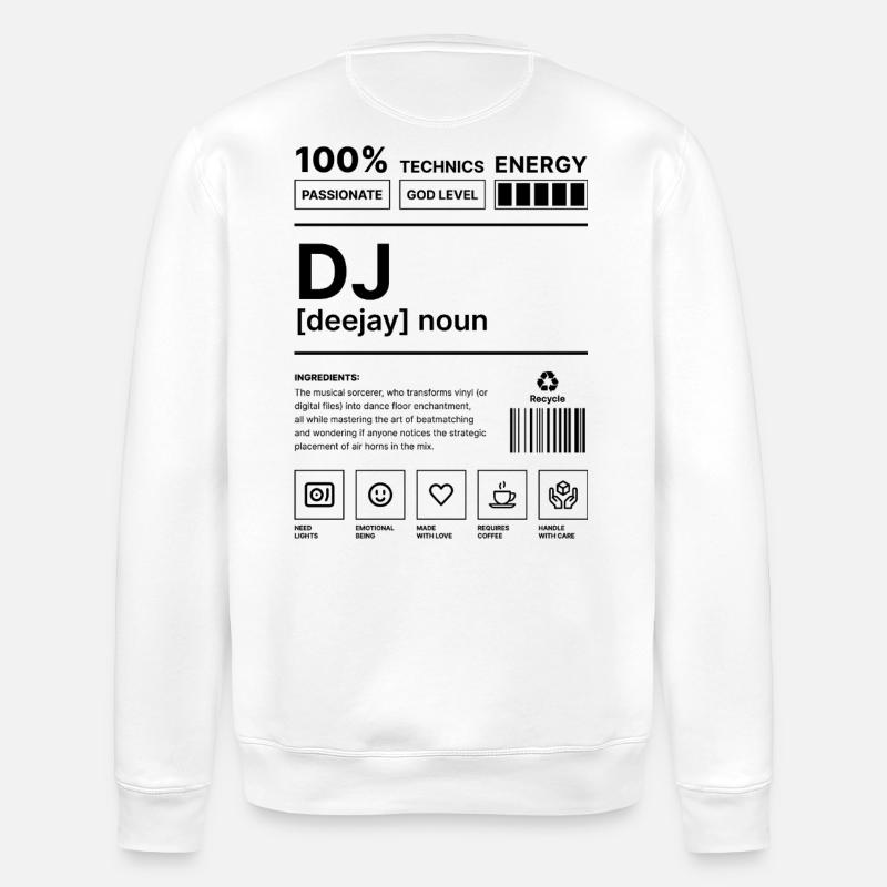 Deejay Vibes Black - Stanley/Stella ROLLER Unisex Organic Sweatshirt - white