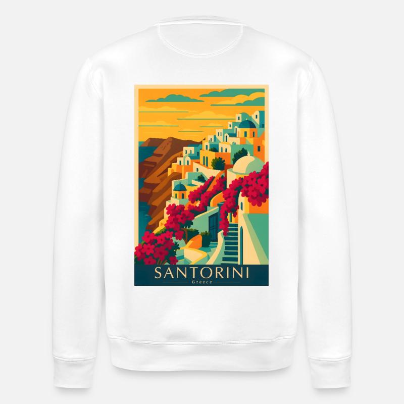 Santorini Greece – Island Architecture - Stanley/Stella ROLLER Unisex Organic Sweatshirt - white