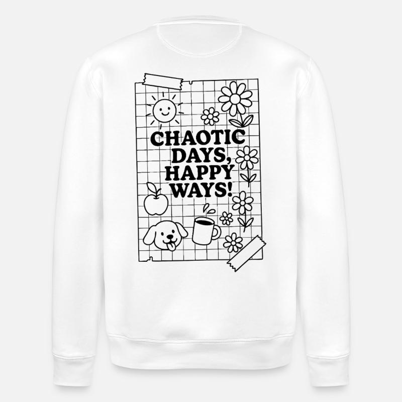 chaotic days - Stanley/Stella ROLLER Unisex Organic Sweatshirt - white
