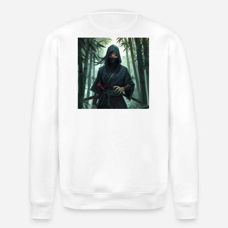 Ninja de l’ombre dans la forêt de bambous - Sweat bio ROLLER Stanley/Stella Unisexe - blanc