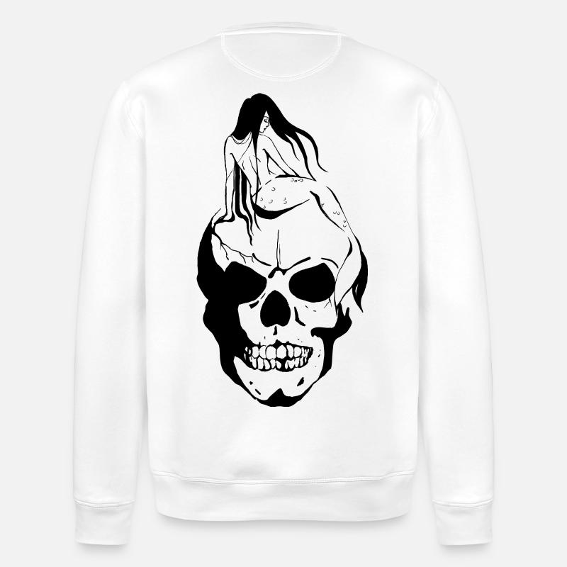 Meerjungfrau auf Schädel - Stanley/Stella Unisex Bio-Sweatshirt ROLLER - Weiß