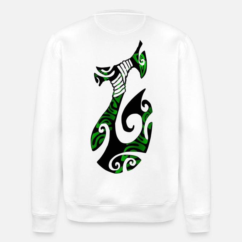 MATAU - Black (polynesian Hook) - Stanley/Stella ROLLER Unisex Organic Sweatshirt - white