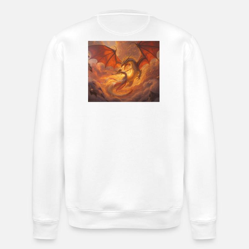 Feuerdrache mit Phönix auf den Wolken - Stanley/Stella Unisex Bio-Sweatshirt ROLLER - Weiß