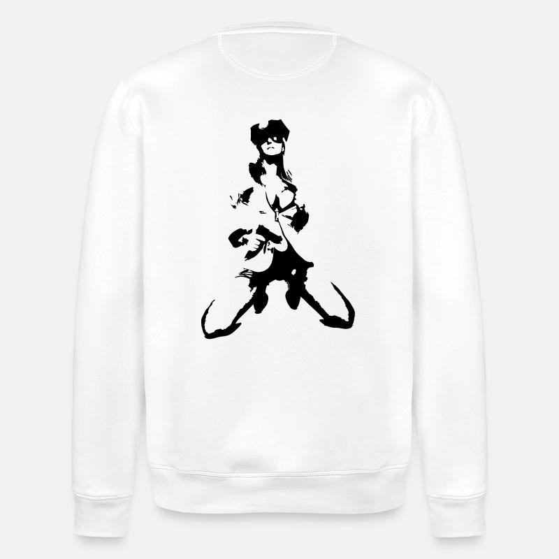 Frau mit Waffe - Stanley/Stella Unisex Bio-Sweatshirt ROLLER - Weiß