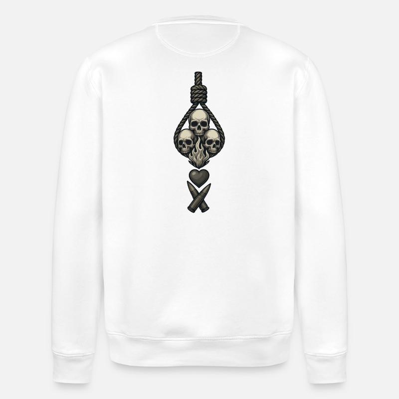 Avi Collection – Skulls & Flame - Stanley/Stella ROLLER Unisex Organic Sweatshirt - white
