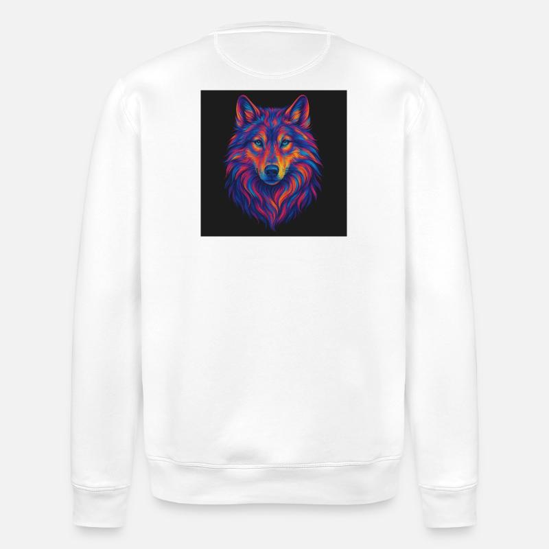 Neon Wolf Kopf Kunst - Stanley/Stella Unisex Bio-Sweatshirt ROLLER - Weiß