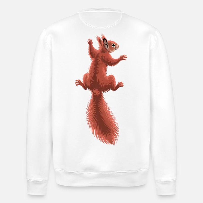Cute climbing red squirrel - Stanley/Stella ROLLER Unisex Organic Sweatshirt - white