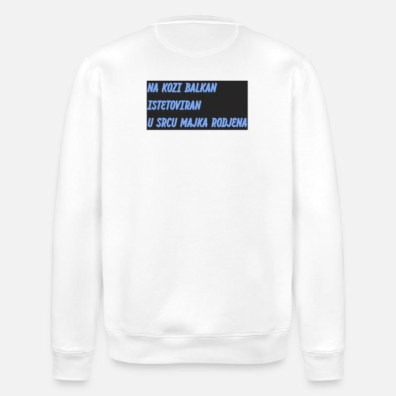 Balkan slogan in blue on black - Stanley/Stella ROLLER Unisex Organic Sweatshirt - white