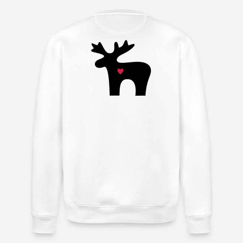 Moose coeur amour silhouette noel - Sweat bio ROLLER Stanley/Stella Unisexe - blanc