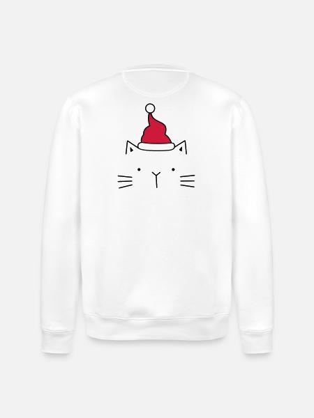 Cat Santa Claus Christmas hat Christmas - Stanley/Stella ROLLER Unisex Organic Sweatshirt - white